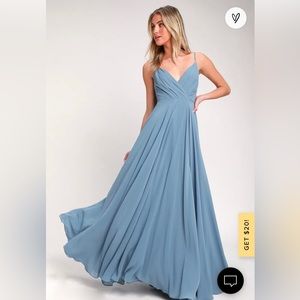 Lulus All About Love Slate Blue Maxi Dress